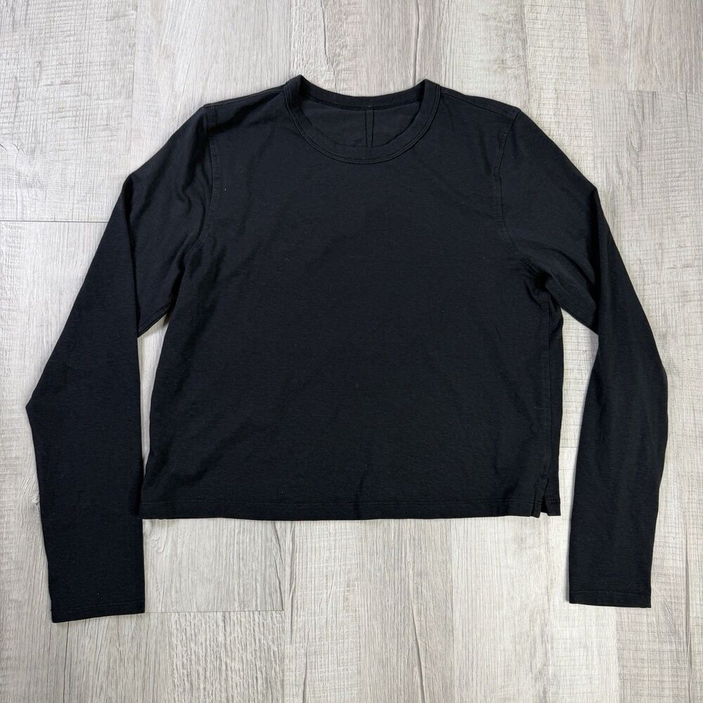 Lululemon Shirt Women Large Black Crop Top Yoga Gym Workout Long Sleeve N